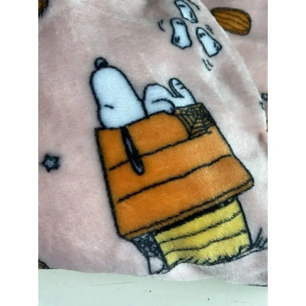 Peanuts Soft‎ Blanket Throw Snoopy Woodstock Pumpkin Halloween Pink 50X70” NEW